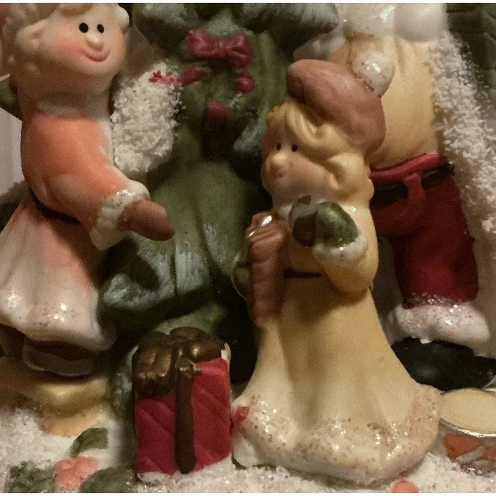 Santa Claus Decorating Tree Musical Figurine O Christmas Tree Ceramic 8